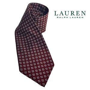 Ralph Lauren Luxury Necktie Tie 100% Silk Hand Made in USA Cubed Pattern NWOT